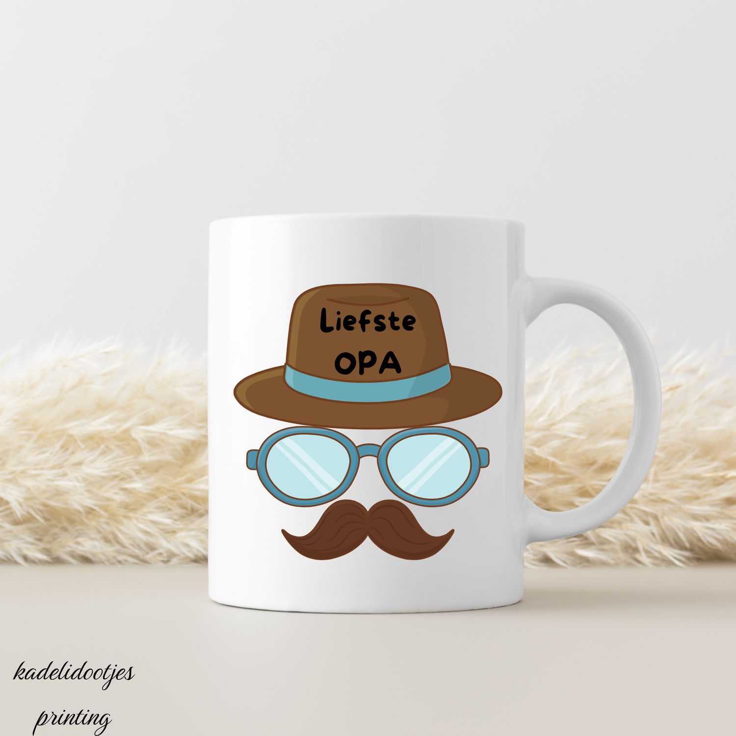 Liefste Opa Mok – Grappige Mok met Hoed, Bril &amp; Snor | Kadelidootjes