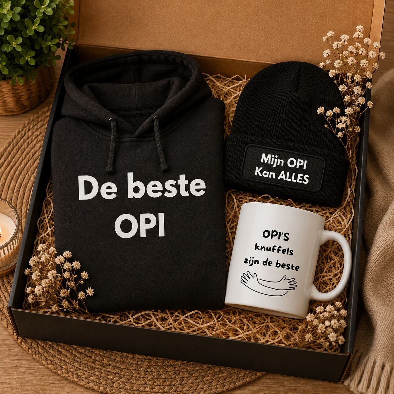 Cadeaubox voor Opi met Hoodie, Muts &amp; Mok | Kadelidootjes
