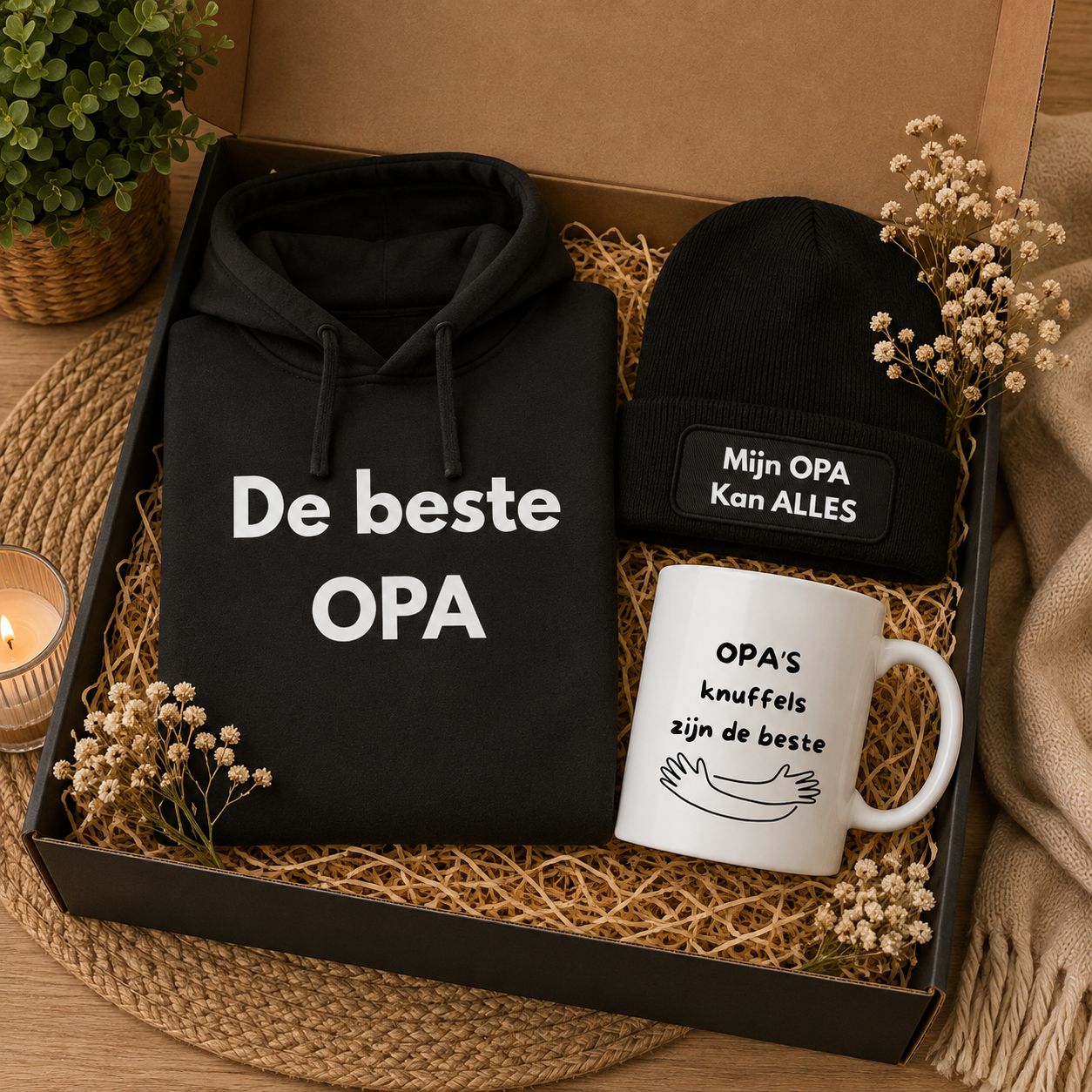 Cadeaubox voor Opa met Hoodie, Muts &amp; Mok | Kadelidootjes