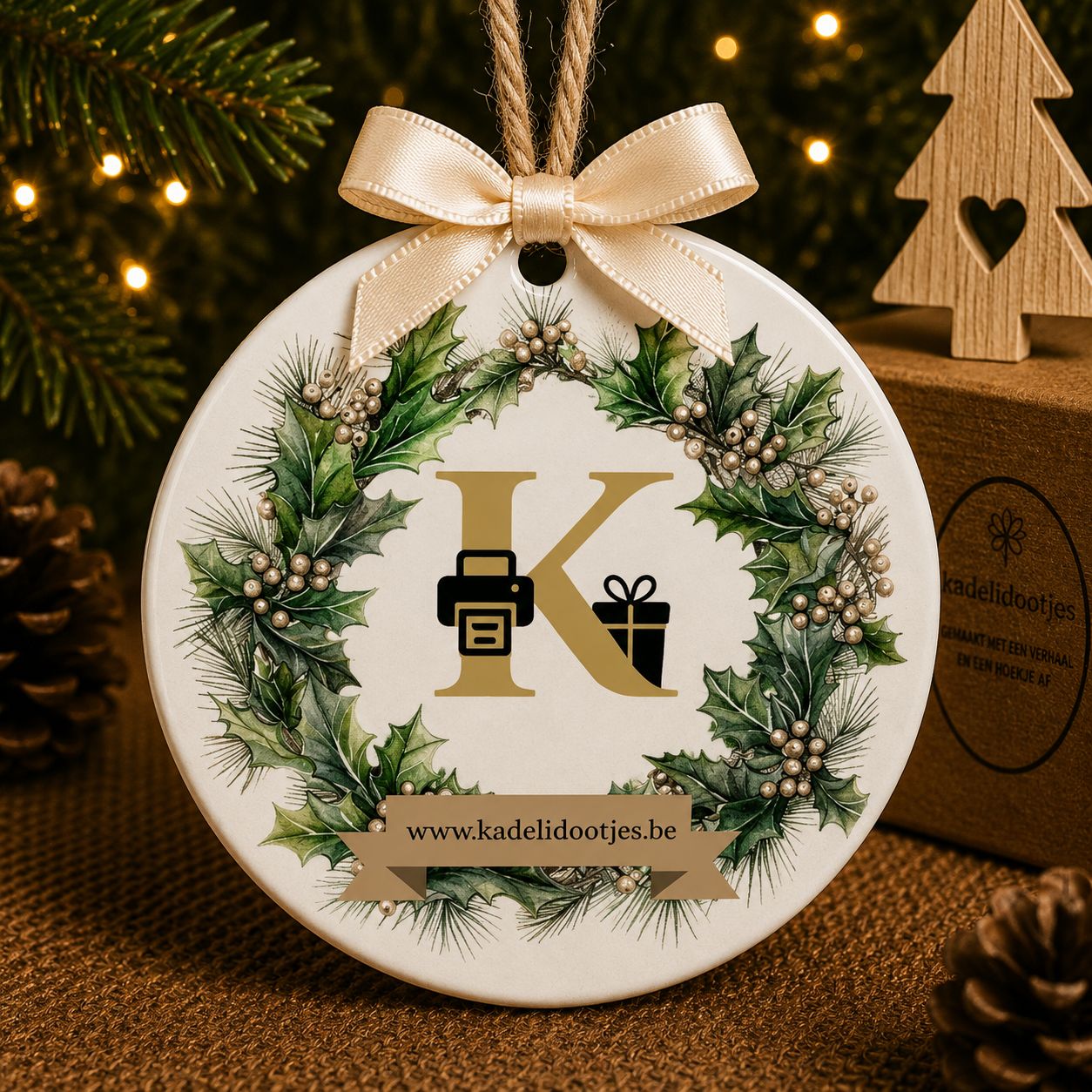 Gepersonaliseerd Kerst Ornament voor Bedrijven – 8 cm | Kadelidootjes