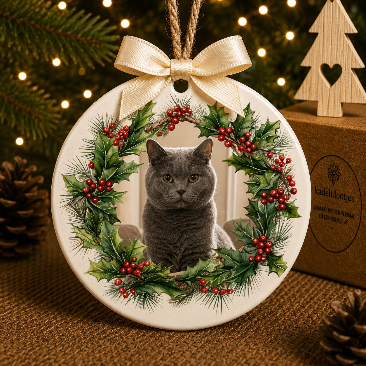 Gepersonaliseerd Kerst Ornament met Eigen Foto &amp; Naam – 8 cm | Kadelidootjes