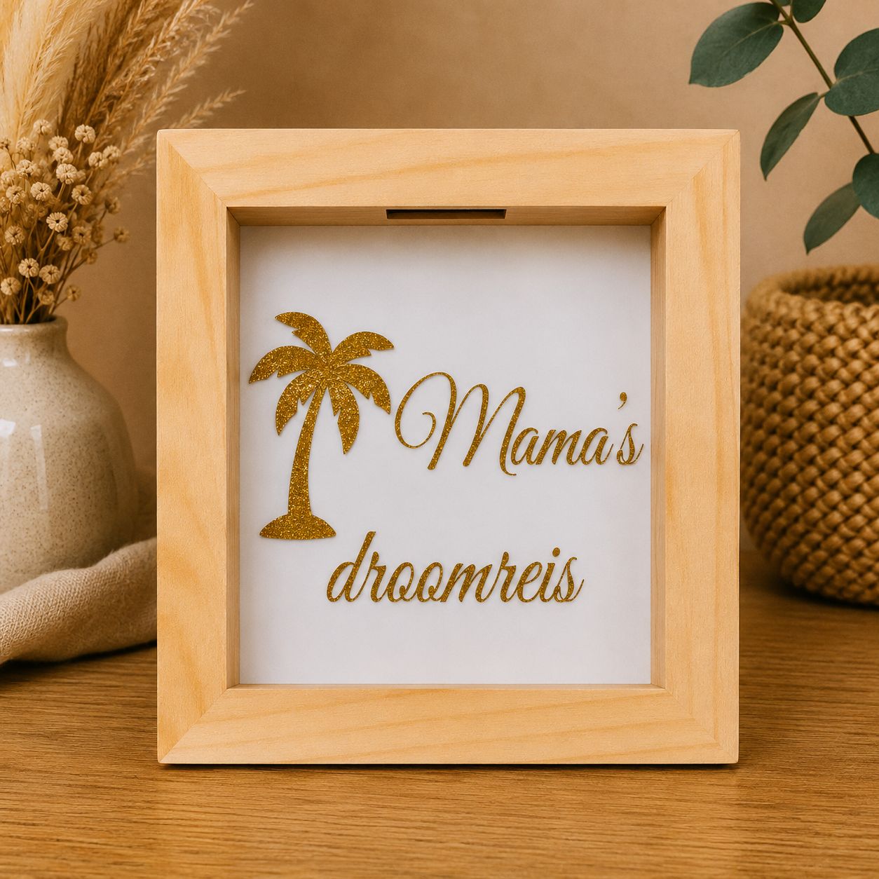 Mama’s Droomreis – Houten Spaarpot voor Vakantie | Kadelidootjes