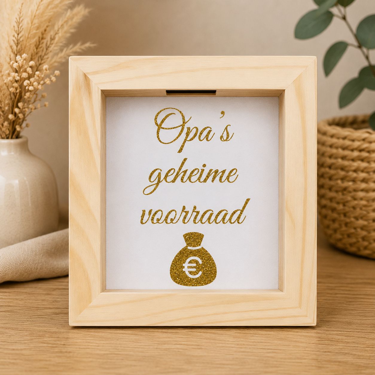 Opa’s Geheime Voorraad Spaarpot – Houten Spaarpot voor Opa | Kadelidootjes