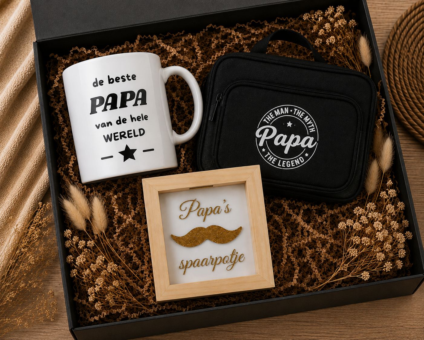 Papa Cadeaubox met Mok, Toilettas &amp; Spaarpot | Kadelidootjes