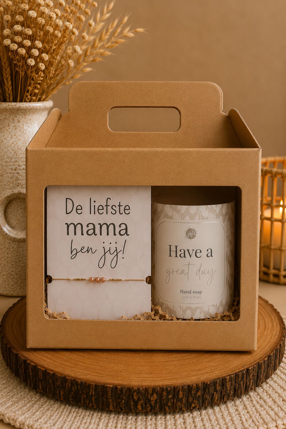 Cadeaubox voor Mama – Armbandje “De Liefste Mama” &amp; Handzeep | Kadelidootjes