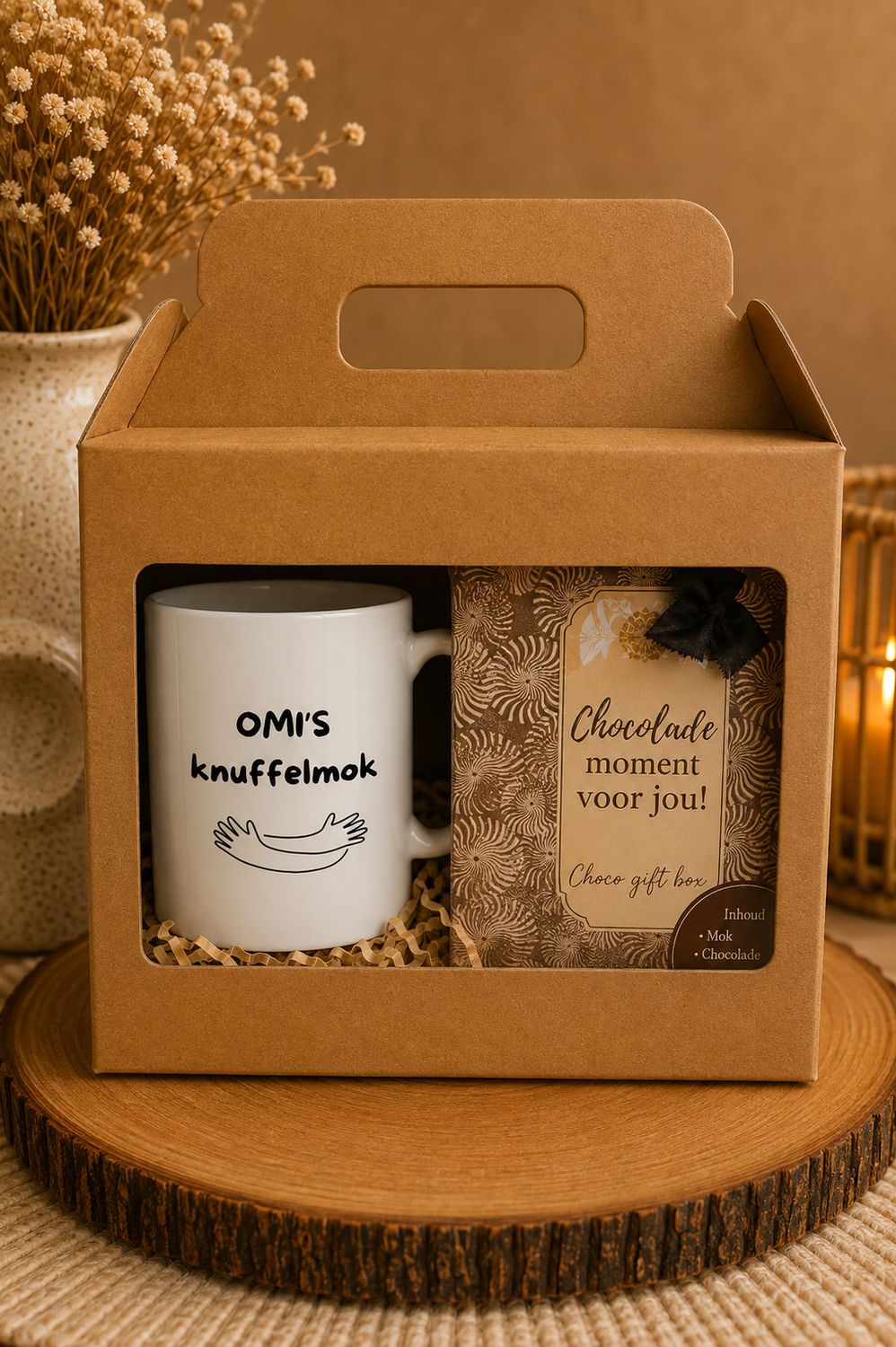 Cadeaubox voor Omi – Omi’s Knuffelmok &amp; Chocolade Geschenkbox | Kadelidootjes