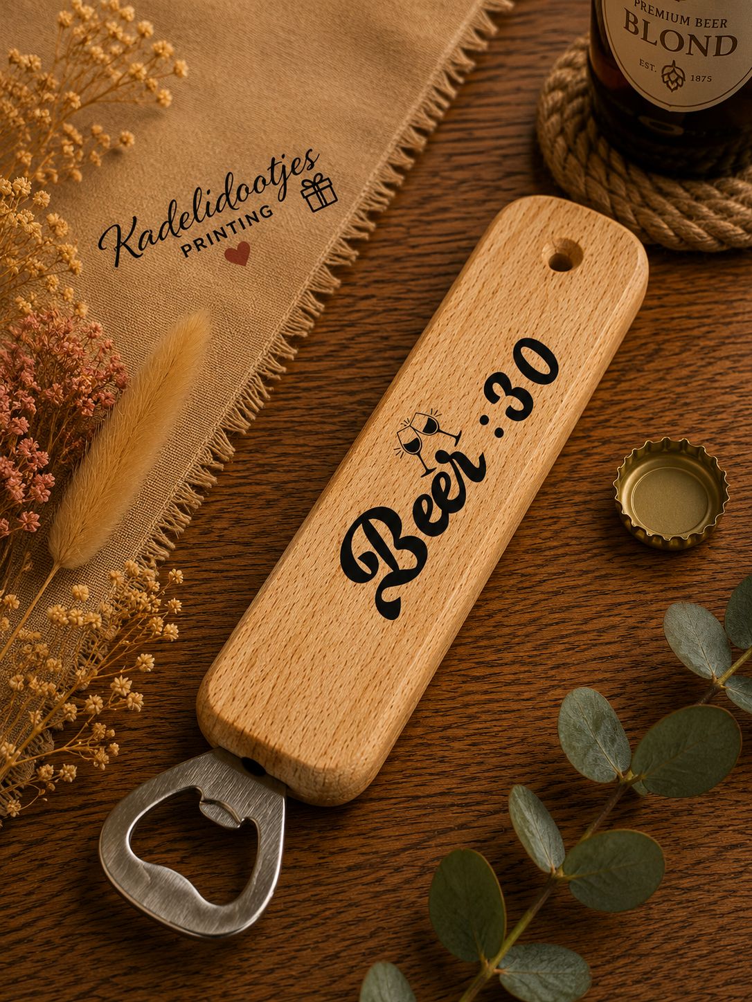 Beer :30 Flesopener met Tekst – Houten Bieropener 25 cm | Kadelidootjes