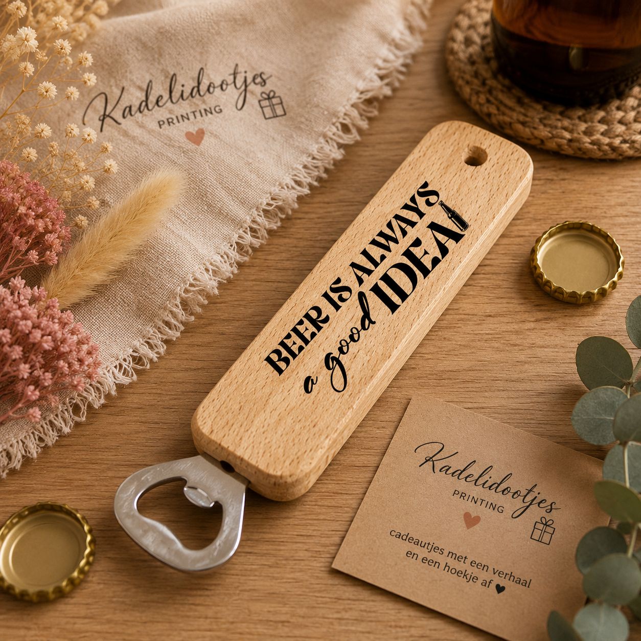 Beer Is Always a Good Idea Flesopener – Houten Bieropener 25 cm | Kadelidootjes