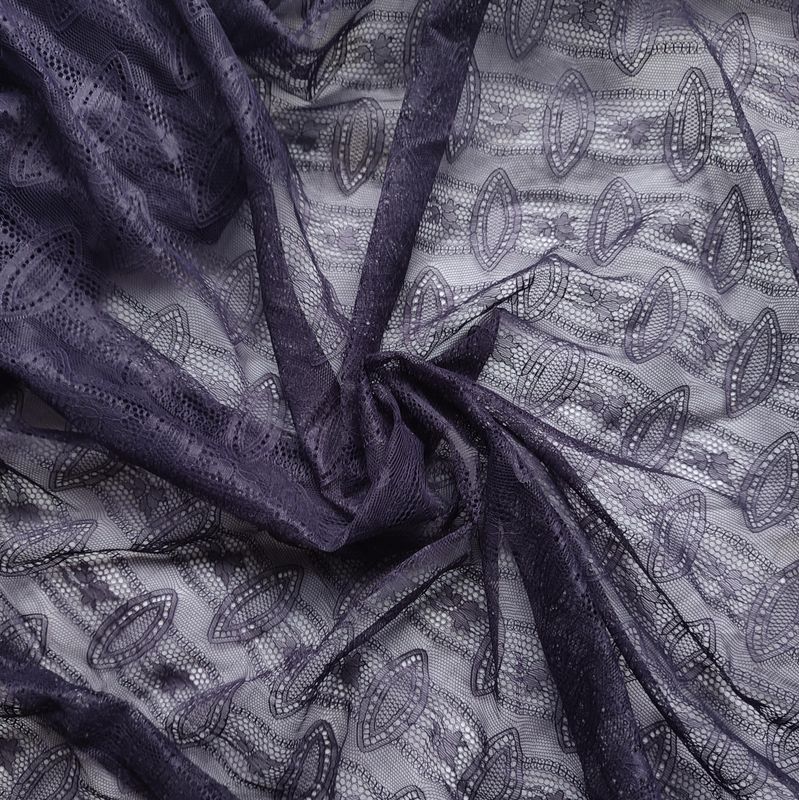 Aubergine Geometric Lace Fabric