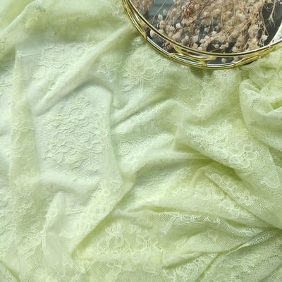 Light green Italian stretch lace fabric with floral texture