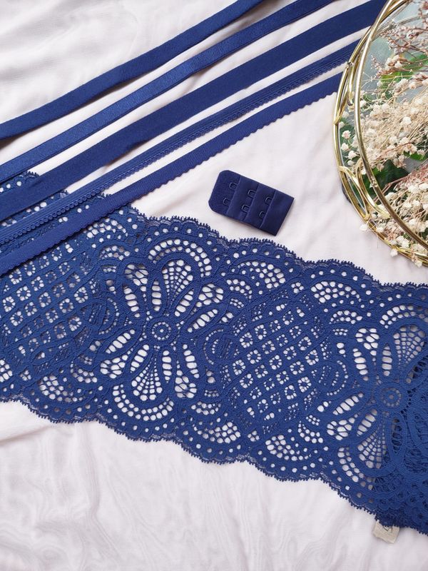 Navy Blue Stretch Lace 