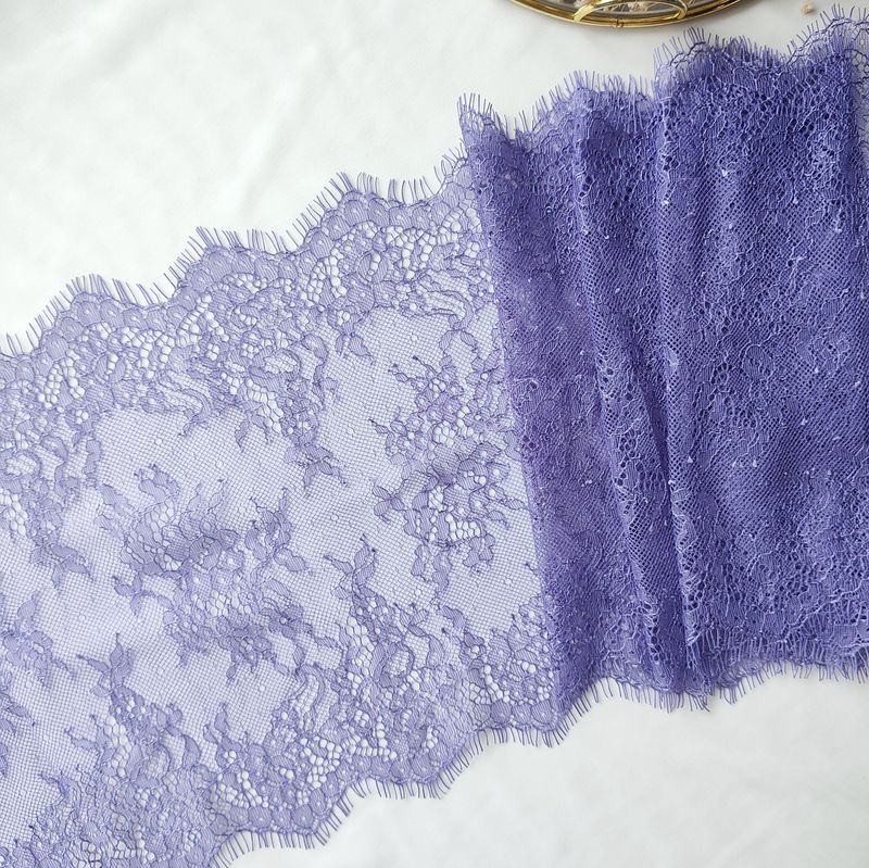 Lilac Chantilly Lace Trim with Eyelash Edges 