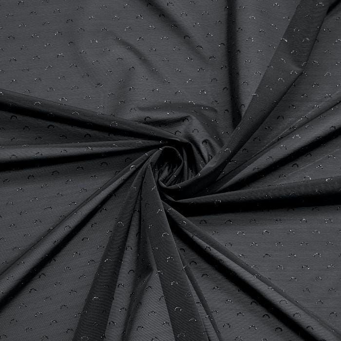 Dense Black Stretch Mesh with Shiny Pattern