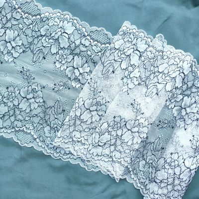 White and Black Floral Stretch Lace 