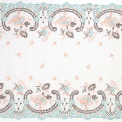 Blush and Mint Embroidered Lace Trim