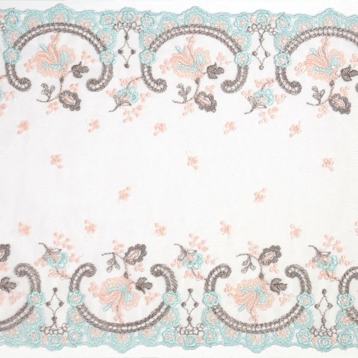 Blush and Mint Embroidered Lace Trim