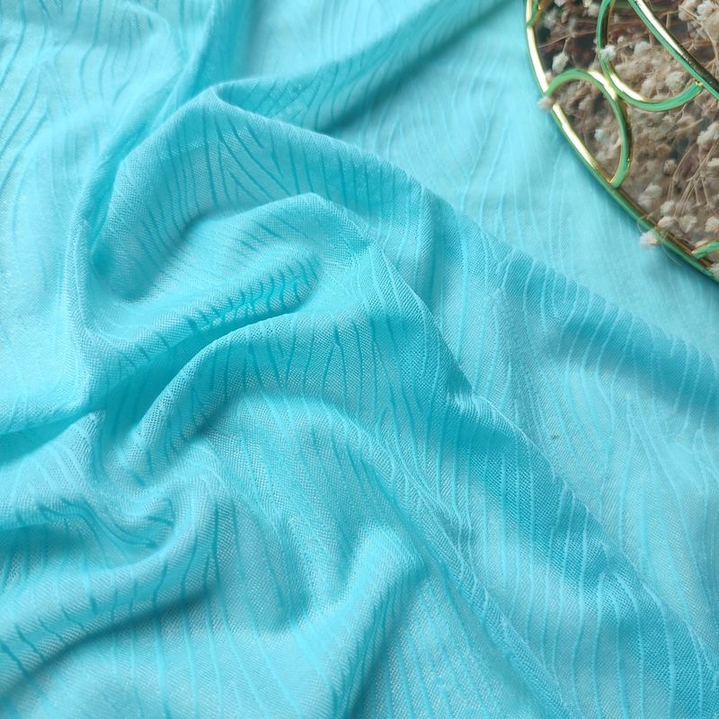 Turquoise Elastic Mesh Fabric with Delicate Pattern – Perfect for Sewing &amp; Crafts