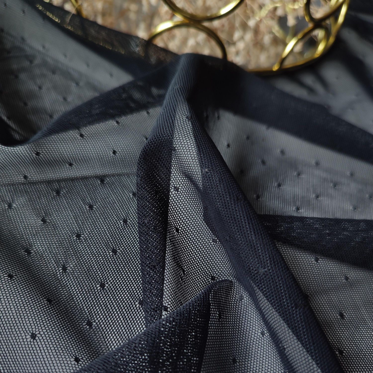 Black Dotted Stretch Mesh