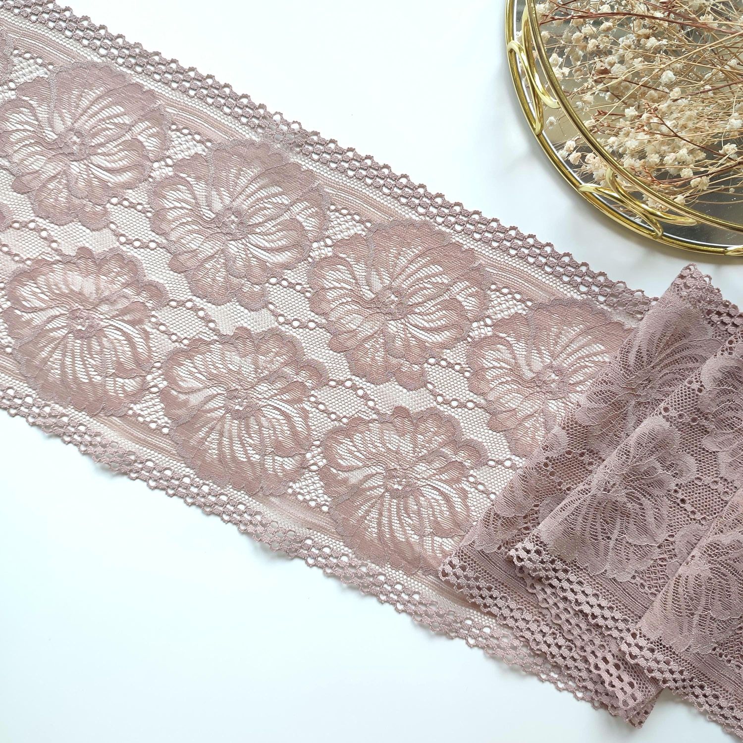 Dusty Mauve Floral Stretch Lace
