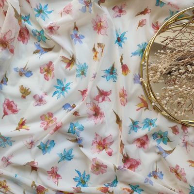 Ivory Floral Stretch Mesh