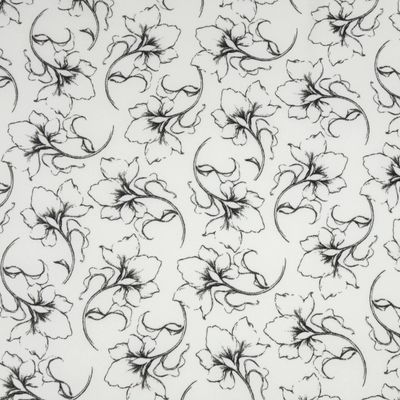 Ivory stretch microfiber with black floral pattern

