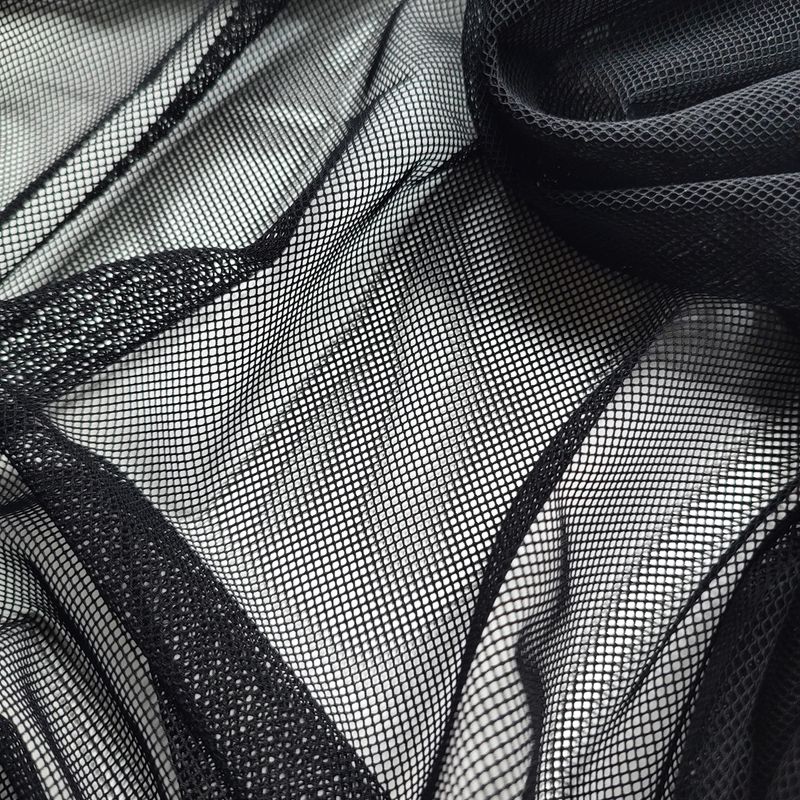 Black Open-Grid Stretch Mesh