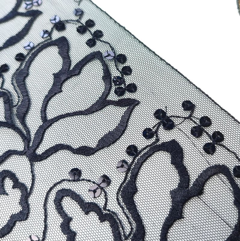 Embroidered Lace with Sequins – Black