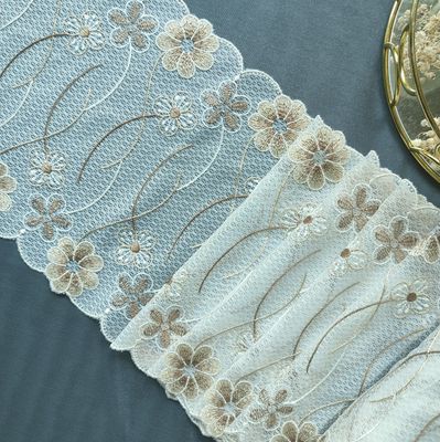 Ivory Floral Embroidered Lace Trim