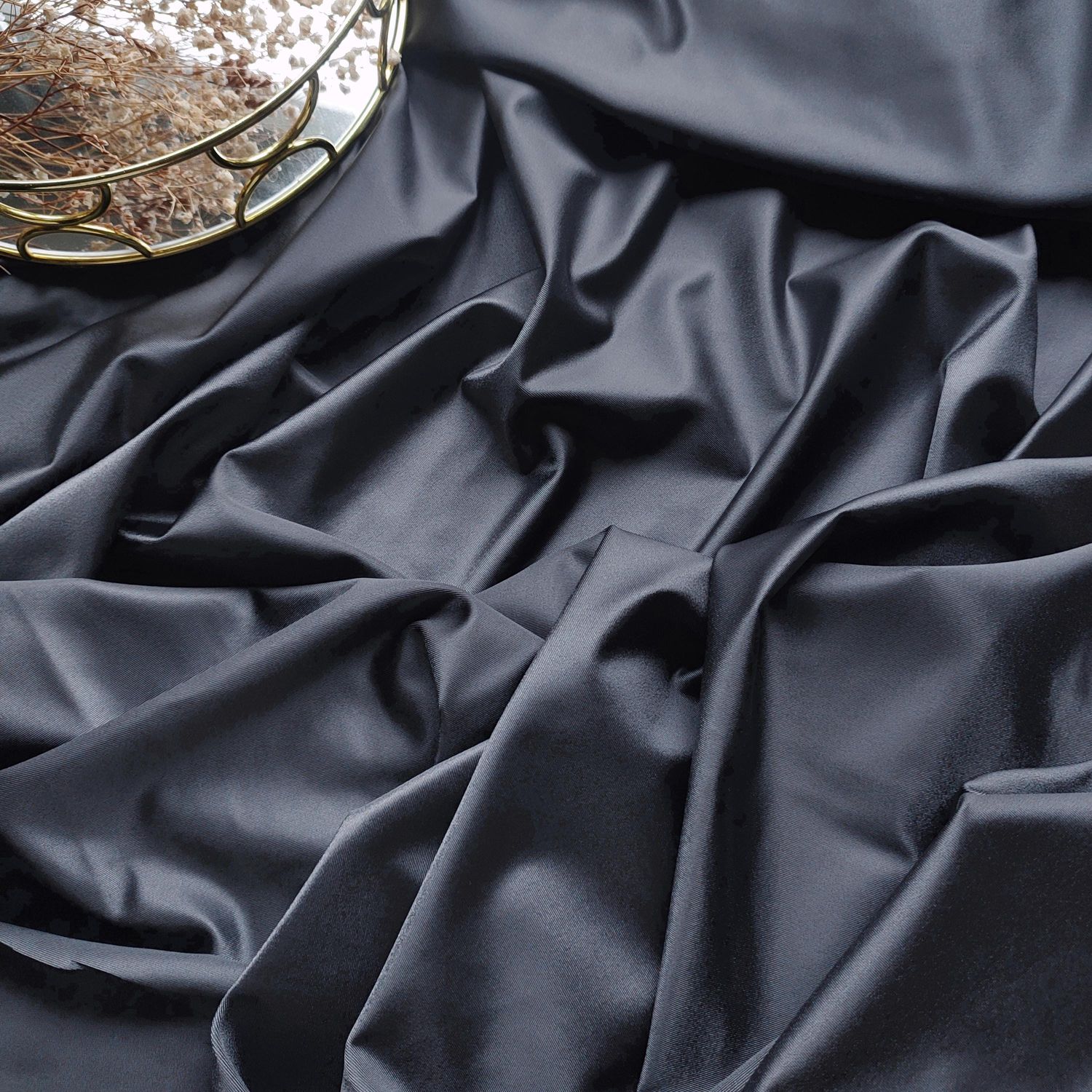Dark grey glossy stretch microfiber – 50 × 150 cm

