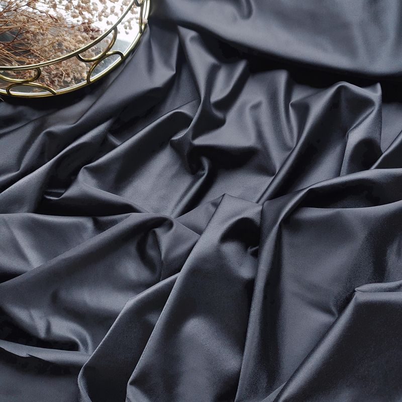 Dark grey glossy stretch microfiber – 50 × 150 cm

