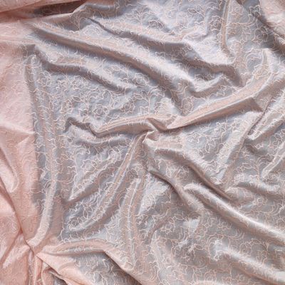 Peach stretch microfiber with embossed floral texture

