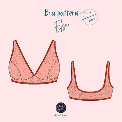 Elsa bralette sewing pattern – PDF template without instructions, 4 sizes

