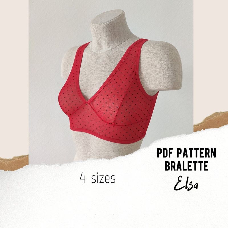 Elsa bralette sewing pattern – PDF template without instructions, 4 sizes