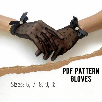 Sheer mesh gloves sewing pattern in PDF format for lingerie, bridal, and evening wear accessories.

