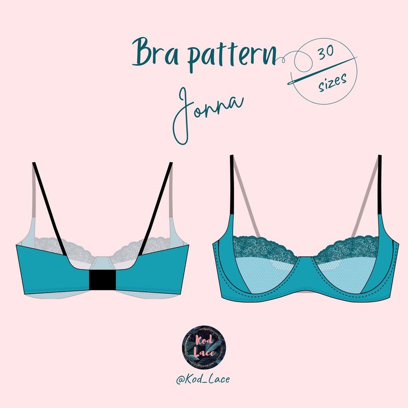 Jonna underwire bra sewing pattern – lace upper cup design

