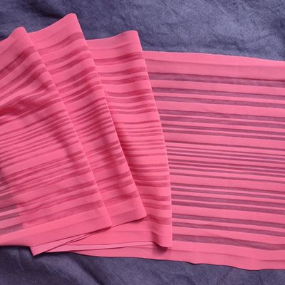 Bright coral striped lace for lingerie and crafts

