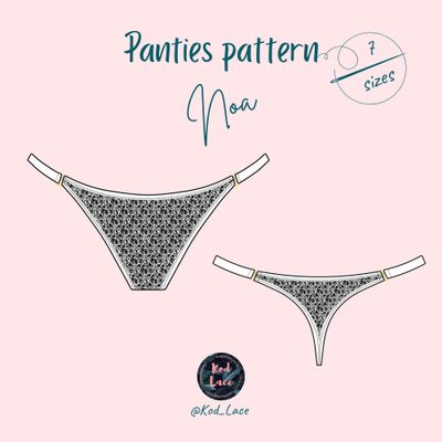 Noa string panties sewing pattern with wide adjustable straps, PDF

