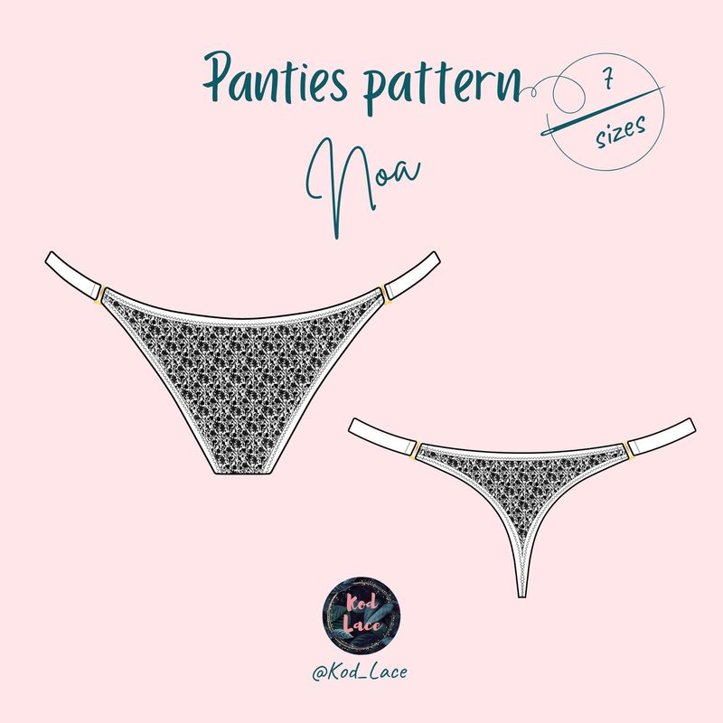 Noa string panties sewing pattern with wide adjustable straps, PDF

