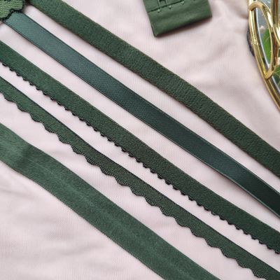 Khaki green lingerie elastics – straps, picot, channeling and fold over elastic for sewing bras and…