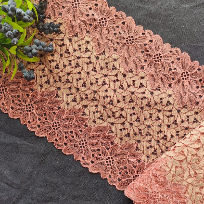 Terracotta Floral Stretch Lace
