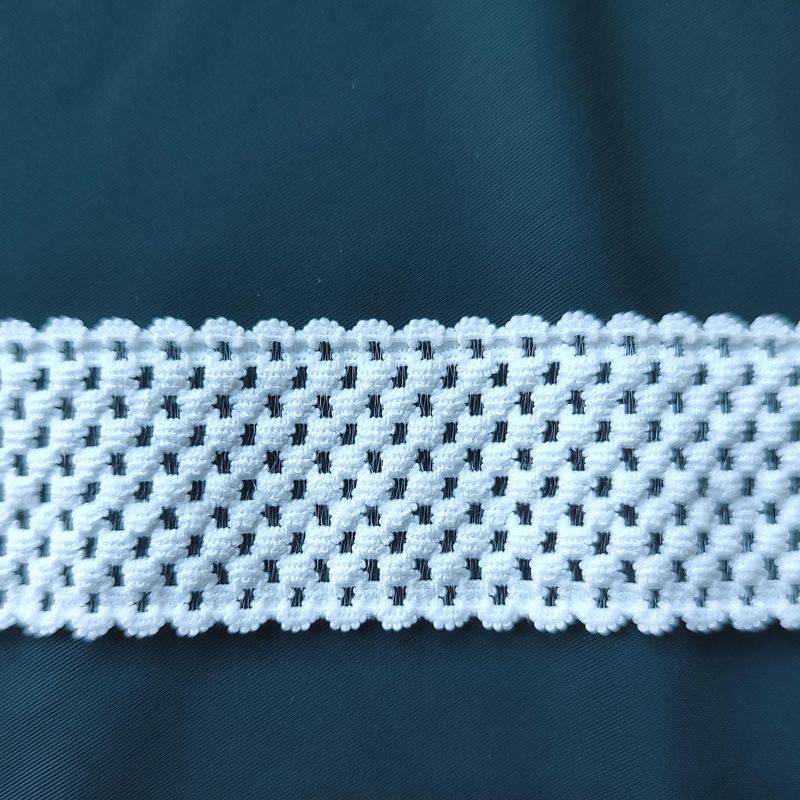 25mm wide honeycomb lingerie elastic in beige and white