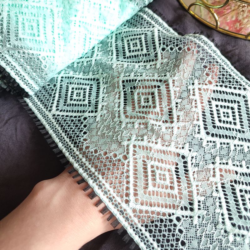 Mint Geometric Stretch Lace with Black Edge Detail