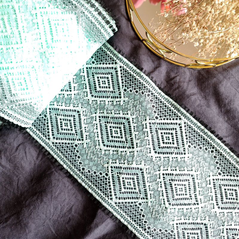 Mint Geometric Stretch Lace with Black Edge Detail