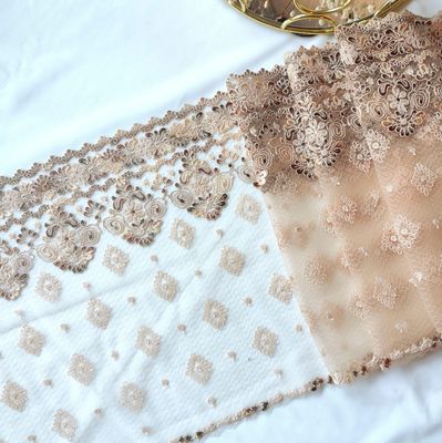 Beige Embroidered Non-Stretch Lace