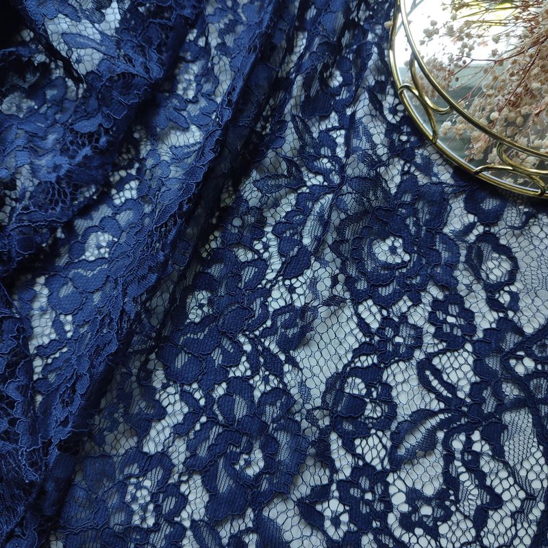Navy Corded Guipure Lace fabric 