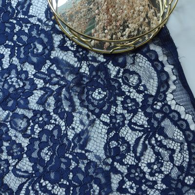 Tissu Dentelle Guipure Cordée Marine