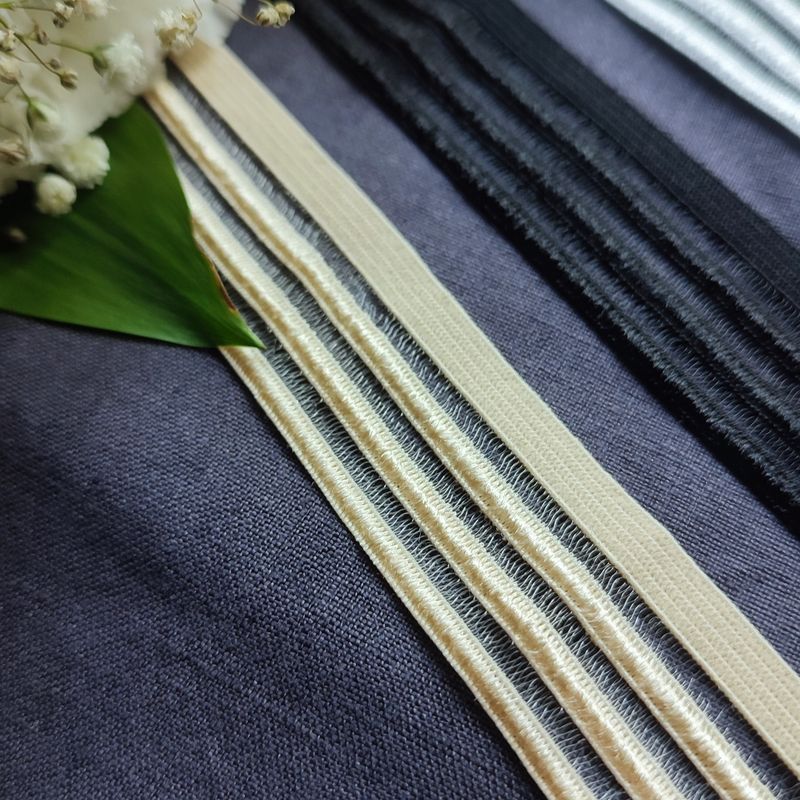 25 mm velvet elastic trim for lingerie in black, white and beige
