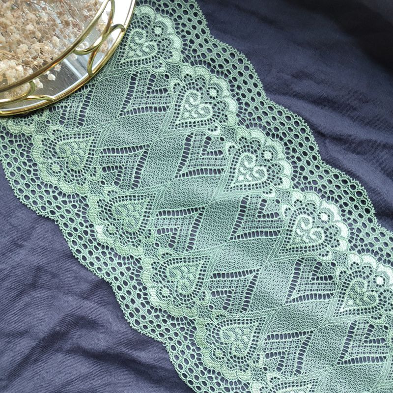 Mint Green Stretch Lace with Heart Pattern