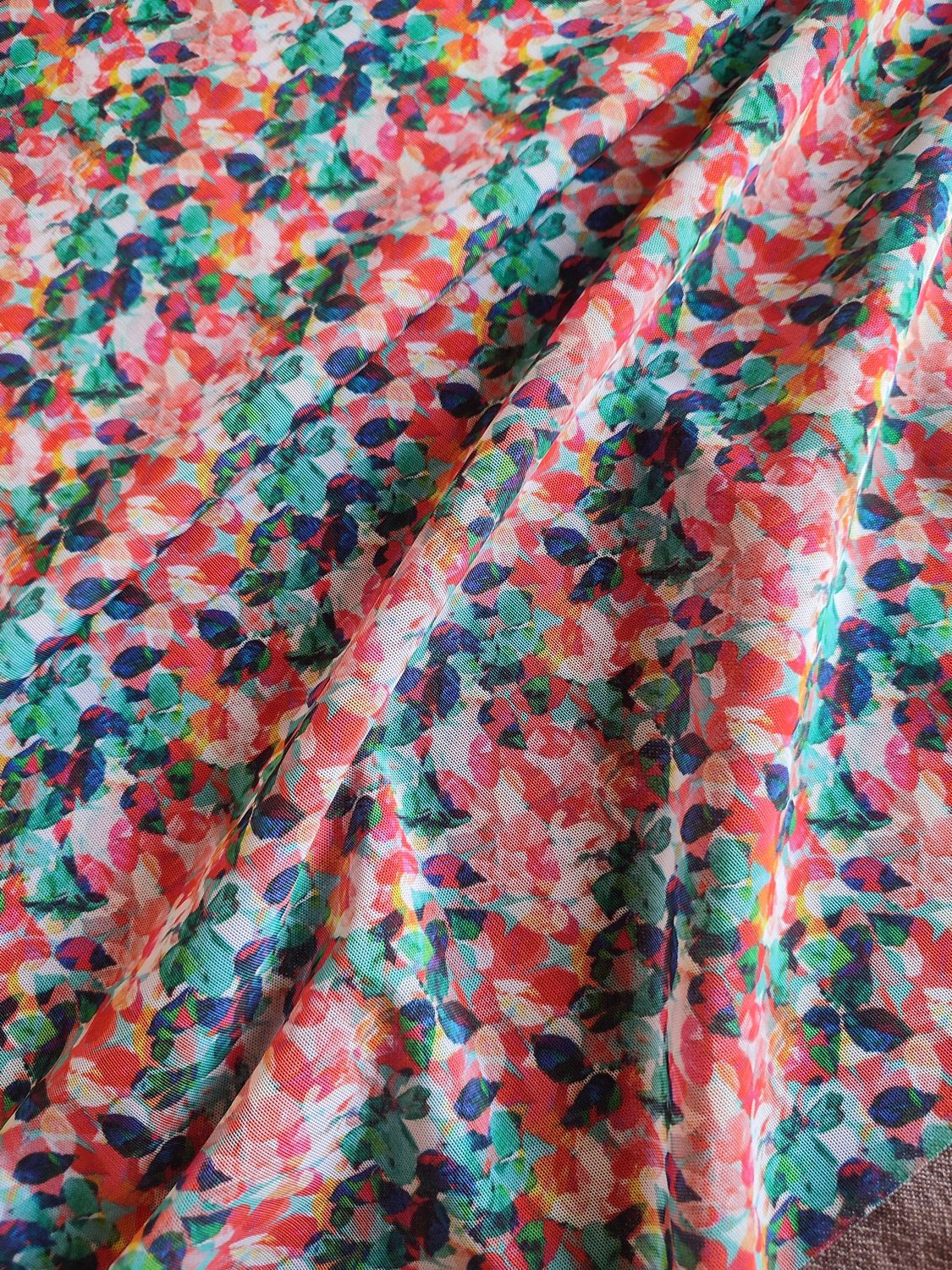 Colorful floral stretch mesh – dense elastic fabric for lingerie