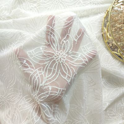 Ivory Embroidered Microfiber